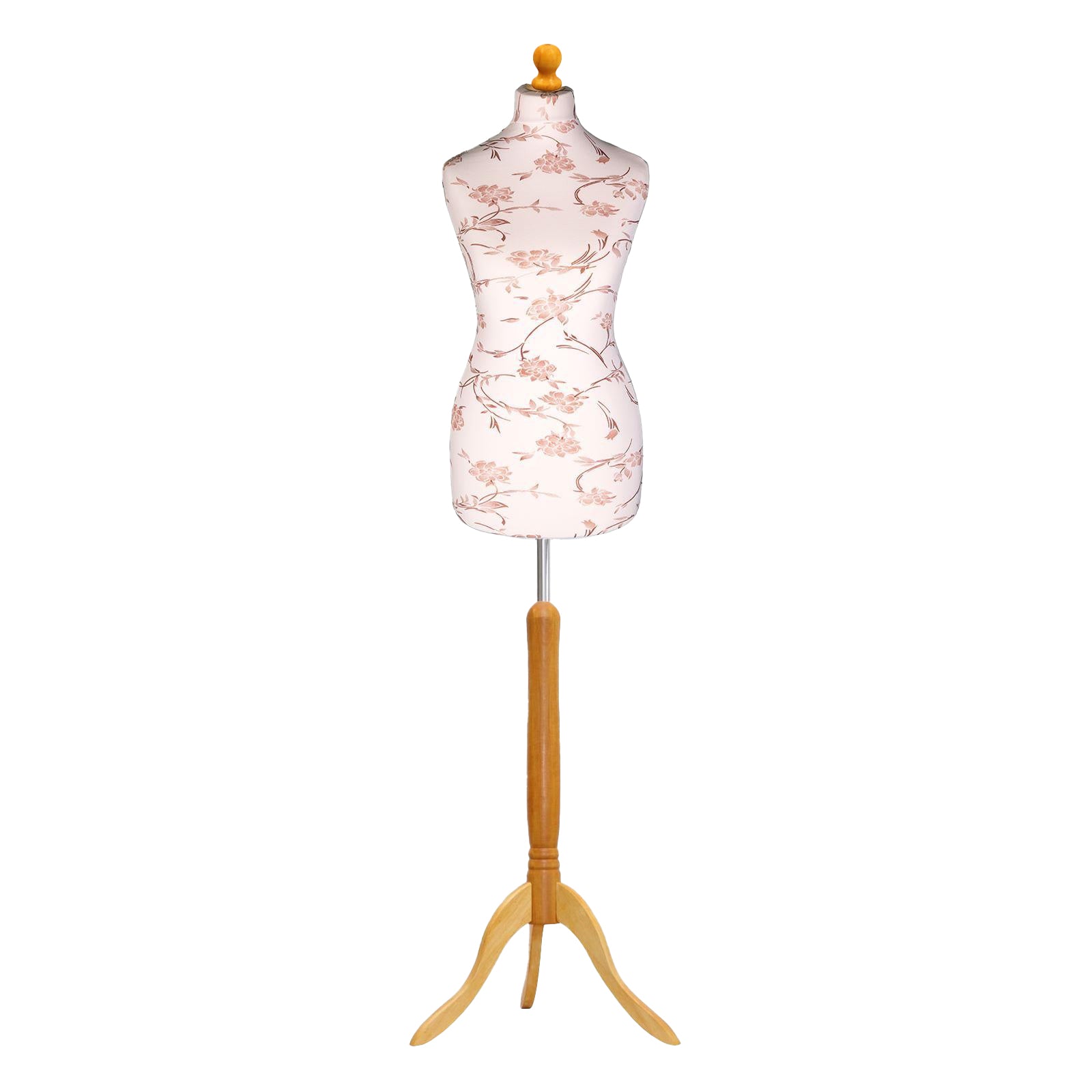 Brown Floral Mannequin with Lightwood Tripod Stand