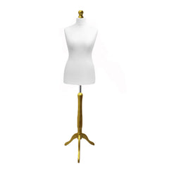 Female Tailors Mannequin White with Gold Tripod stands
