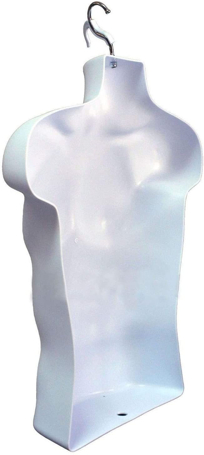 white back side Half Body 3/4 Male Hanging Plastic Mannequin