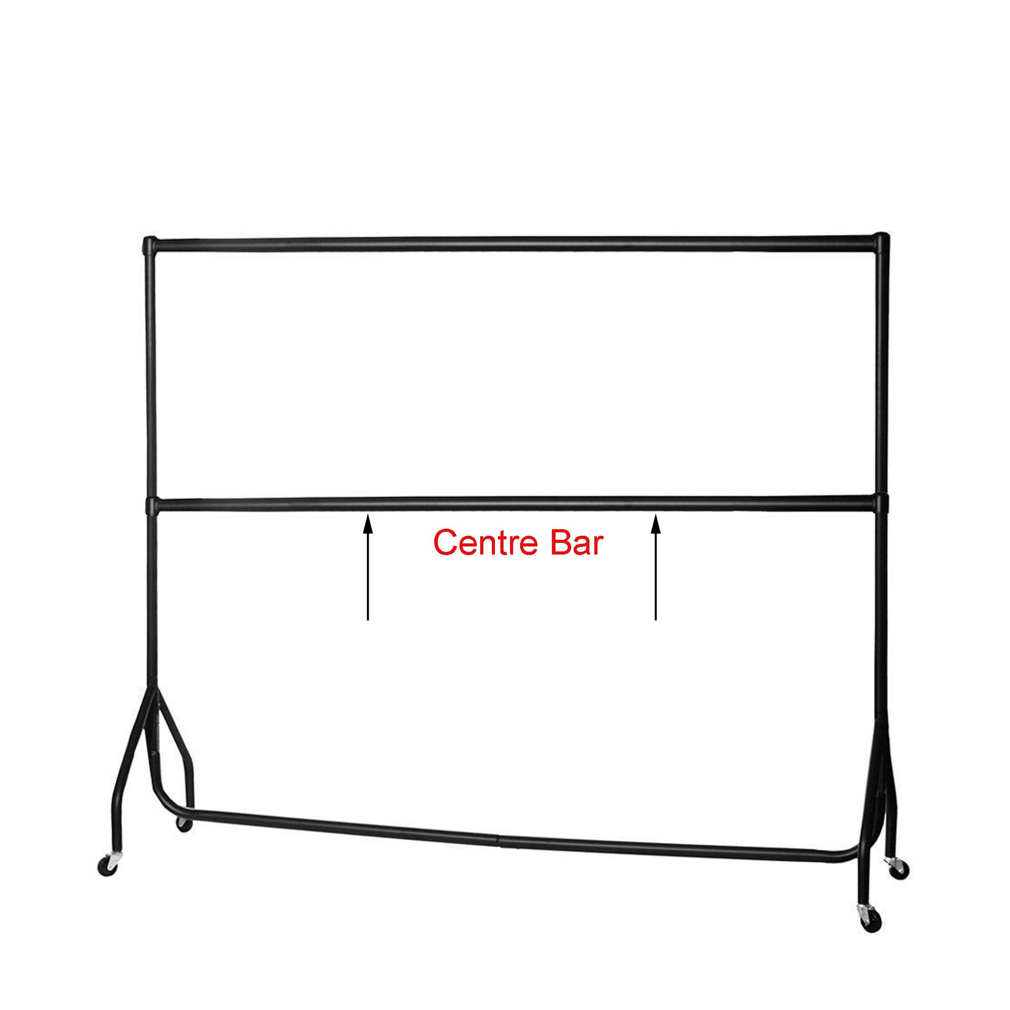 Black Steel Heavy Duty Clothes Rail Double Hanging 2Tier Storage