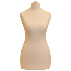 Display Geek Female Dressmakers Dummy Cream Torso with White Round Base Stand
