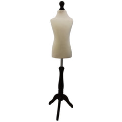Children's Dressmakers Mannequin Age 6-8 Years Cream With Choice of Black Tripod stands