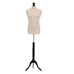 Male Tailors Dummy Cream with Black Tripod Stand