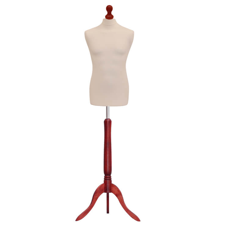 Male Tailors Dummy Cream with Red Tripod Stand