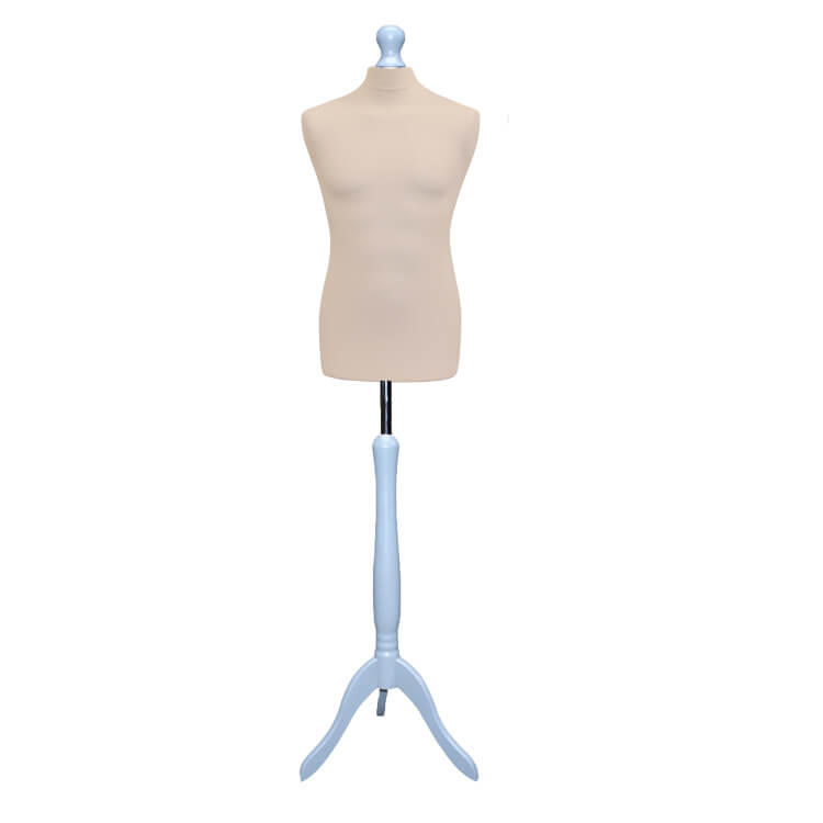 Male Tailors Dummy Cream with Silver Tripod Stand