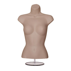 Half 3/4 female Hanging Plastic Mannequin Body Form with Round base stand dark skin