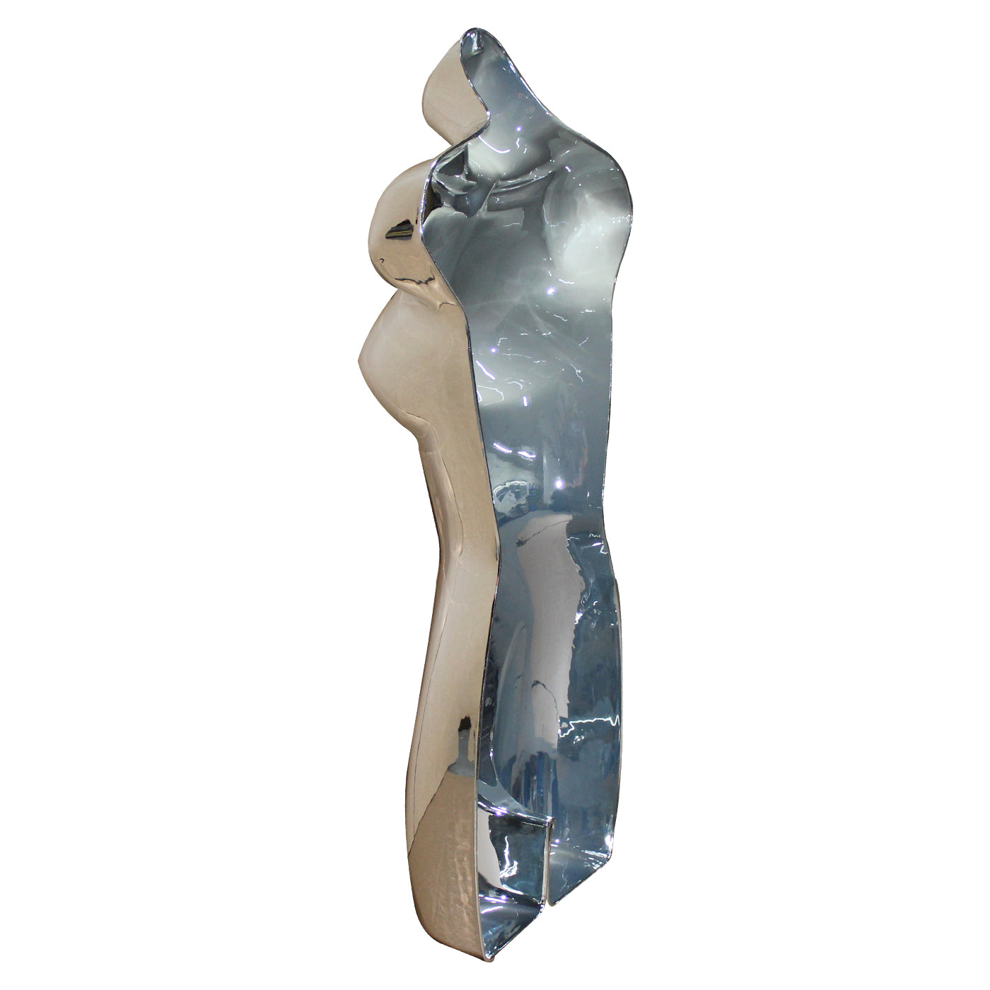 Shiny chrome female display mannequin body form for boutique clothing showcases