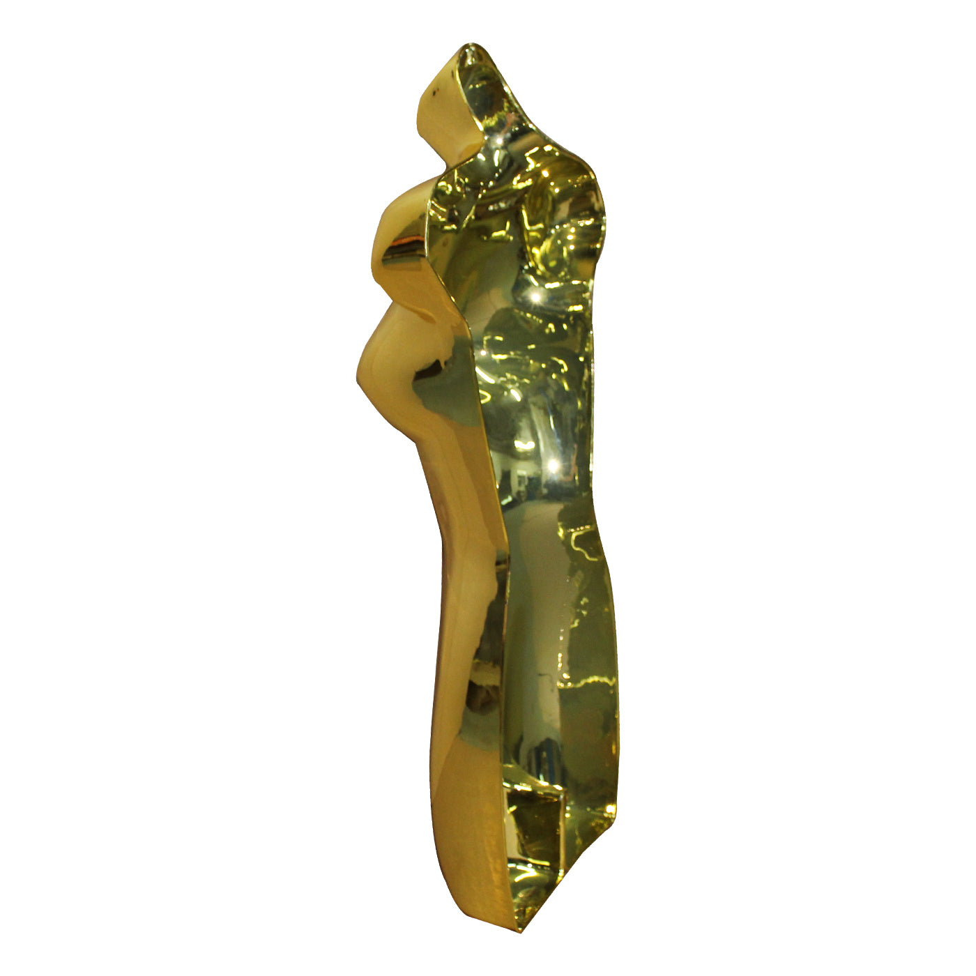 Gold female torso display mannequin for hanging clothing in boutiques or showrooms
