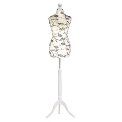 black floral with white tripod mannequin