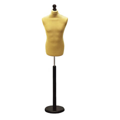 Male Dressmakers Mannequin Gold With Choice of  Black Round Base stands