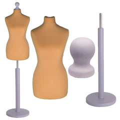Display Geek Female Dressmakers Dummy Mannequin Gold Torso with Silverwood Round Base Stand