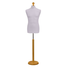 Male Tailors Dummy Silver With Choice of Lightwood Round Base stands