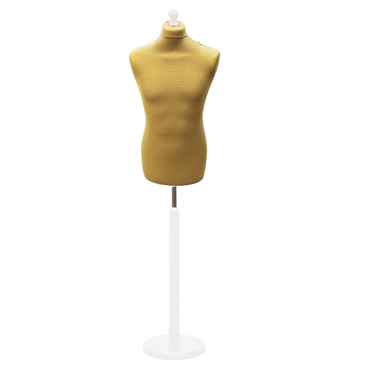 Male Dressmakers Mannequin Gold With Choice of White  Round Base stands