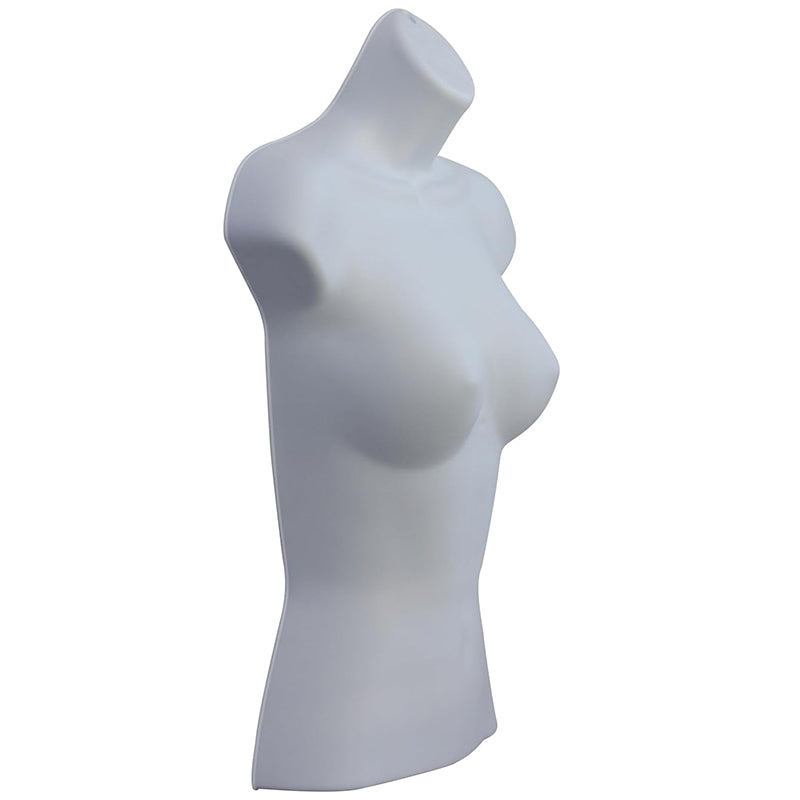 3/4 Female White Hanging Plastic Body Form