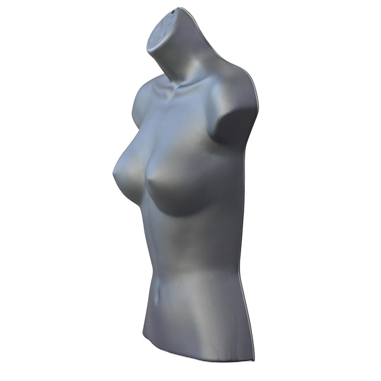 Half Body 3/4 Female Silver Hanging Plastic Body Form Mannequin