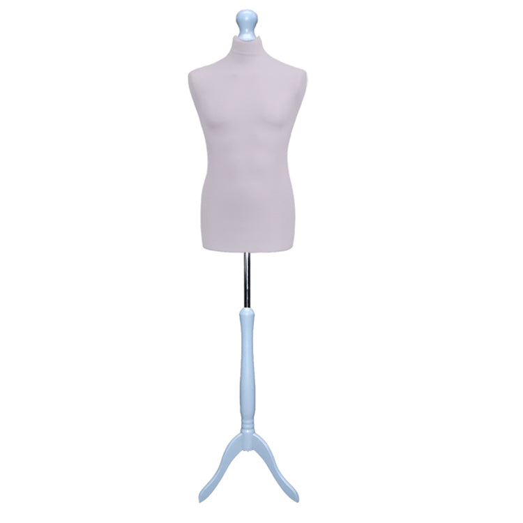 Male Tailors Mannequin Silver With Choice of silver Tripod stands