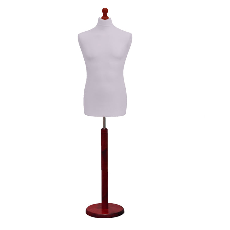 Male Tailors Dummy Silver With Choice of redwood Round Base stands