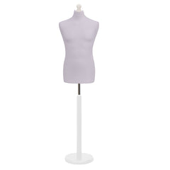 Male Tailors Dummy Silver With Choice of White Round Base stands