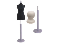 Display Geek Female Dressmakers Dummy Black Torso with Silver Round Base Stand