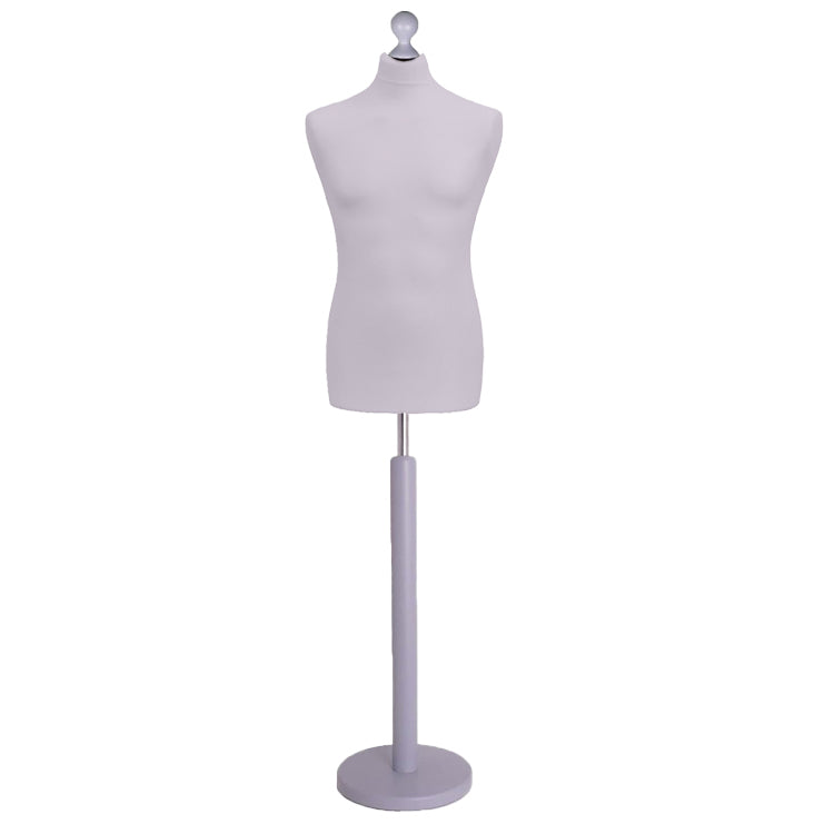 Male Tailors Dummy Silver With Choice of Silver Round Base stands