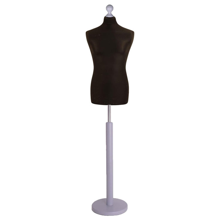 Male Tailors Mannequin  Black With Choice of Silver Round Base stands