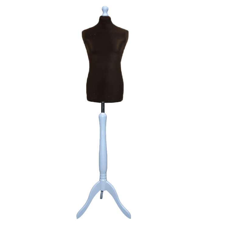 Male Dressmakers Mannequin Black With Silverwood Tripod stand
