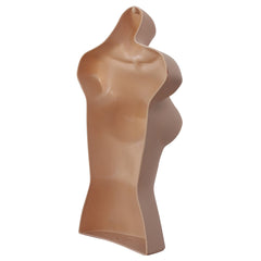 Female Dark Skin 3 Quarter Plastic Body Form Mannequin with Round base stand