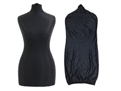 Display Geek Female Dressmakers Dummy Black Torso with Darkwood Round Base Stand