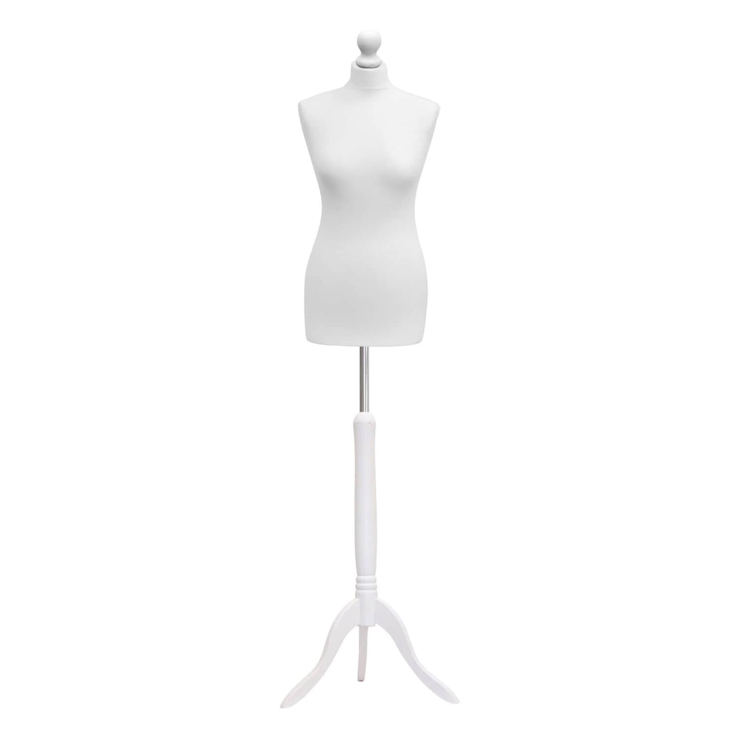 Female Tailors Mannequin White with whitewood Tripod stands