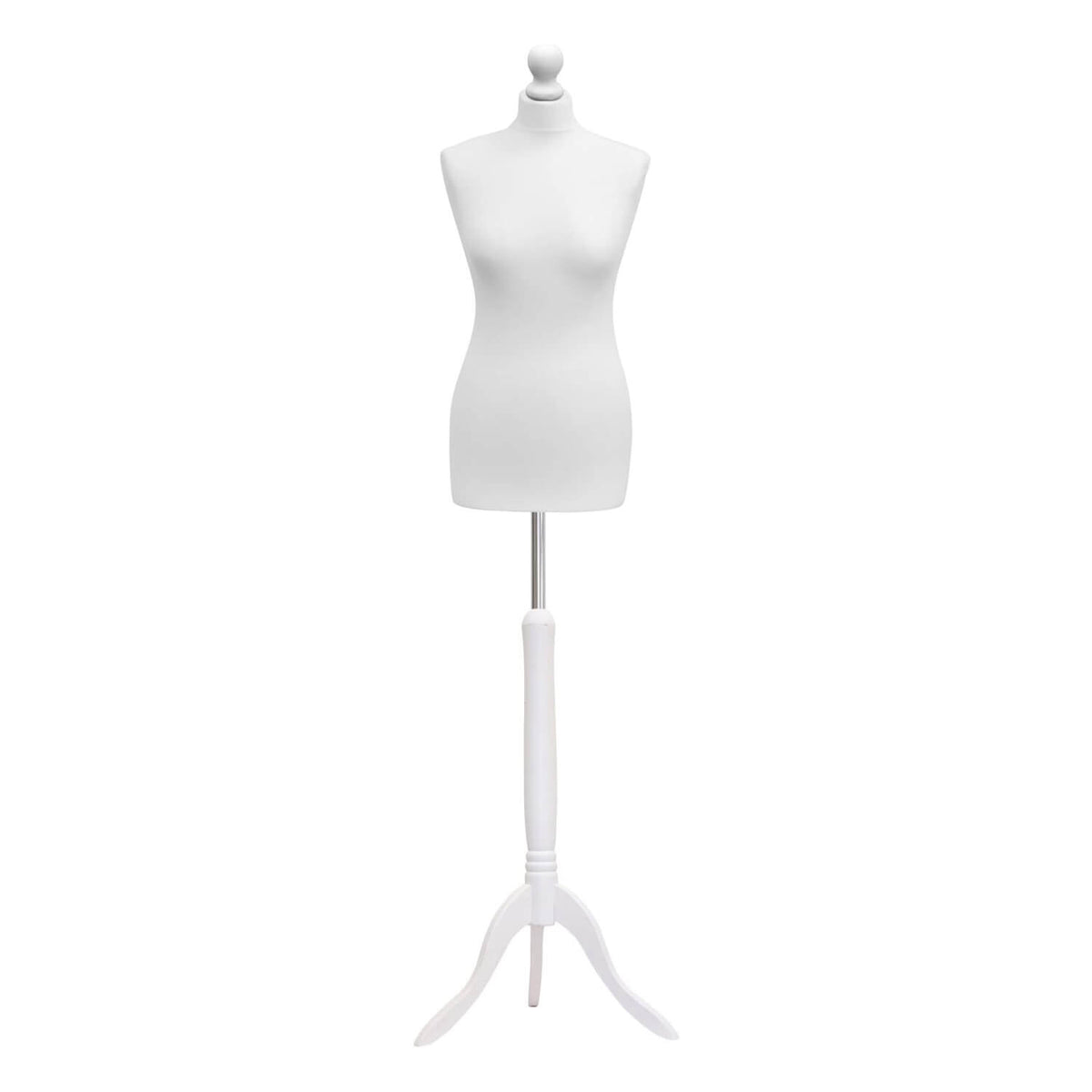 Female Tailors Mannequin White with whitewood Tripod stands