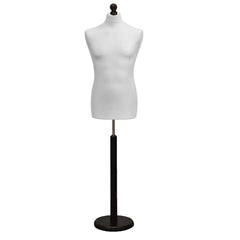 Male Tailors Dummy White With Choice of Black Round Base stands