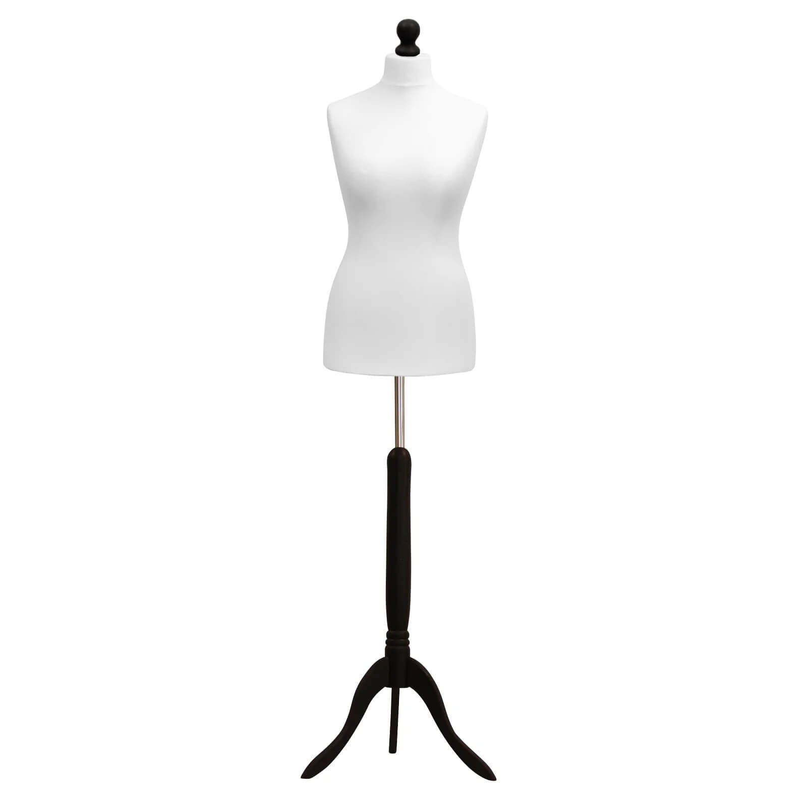 Female Tailors Mannequin White with Blackwood Tripod stands
