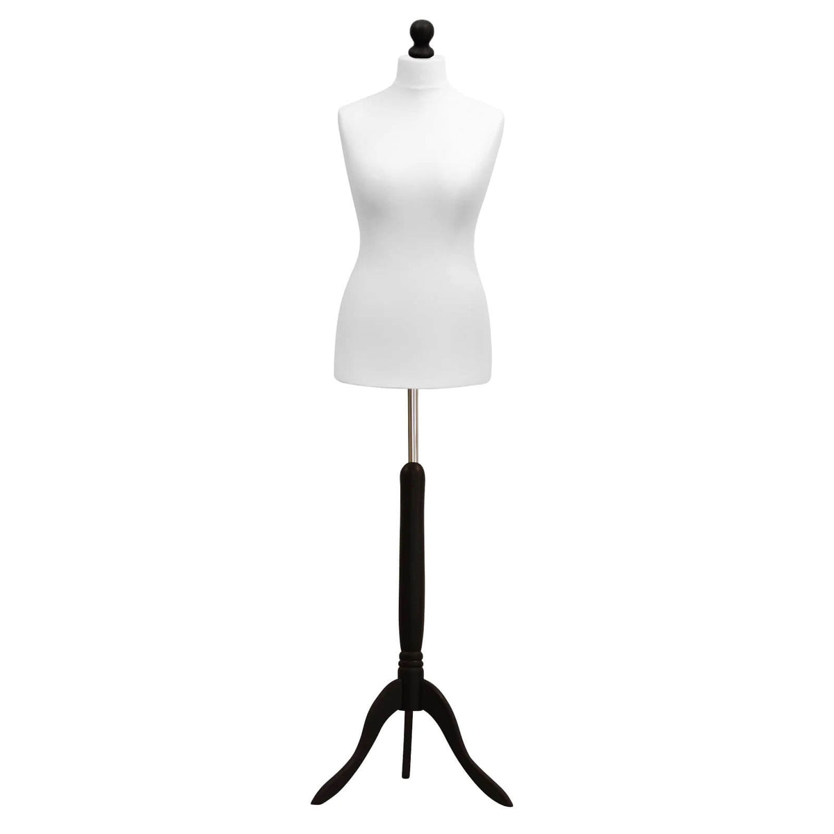 Female Tailors Mannequin White with Blackwood Tripod stands