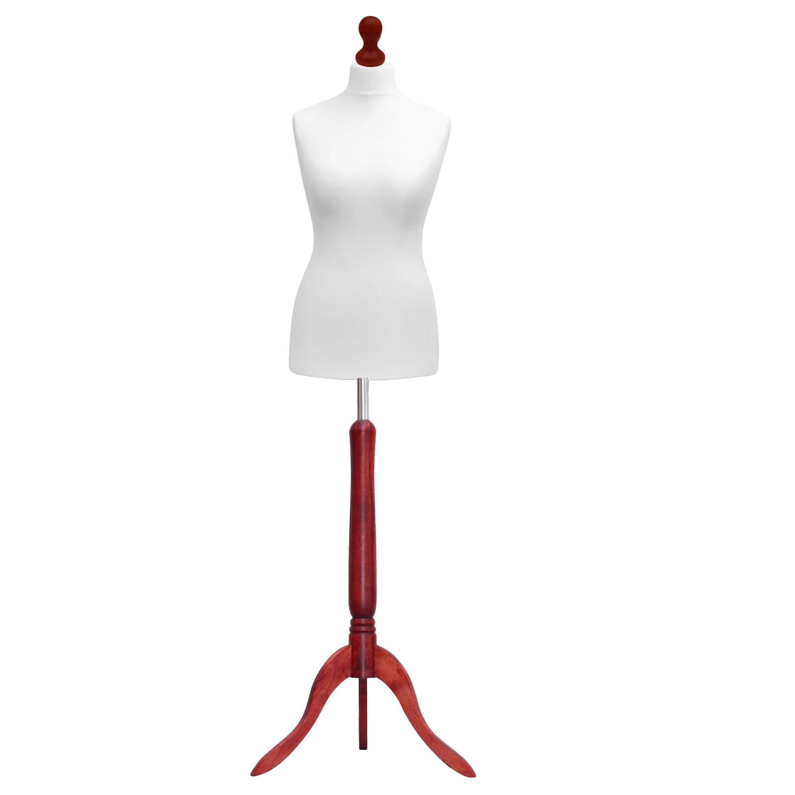 Female Tailors Mannequin White with Redwood Tripod stands