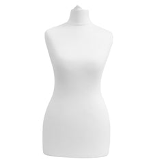 Display Geek Female Dressmakers Dummy White Torso with Redwood Round Base Stand